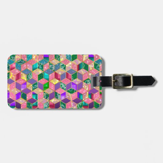 Fun, met meer gemengde ruitvormige hexagon bagagelabel (Voorkant horizontaal)