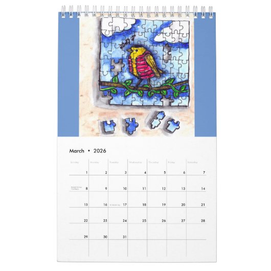 Fun. met vogelkalender kalender (Mar 2026)