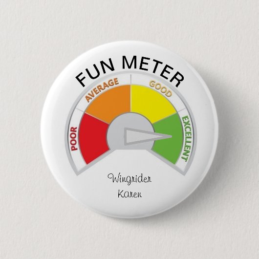 Fun Meter. Button - Wingrider Karen (Voorkant)