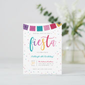 Fun Mexican Colorful Script Fiesta Kinderen Birthd Uitnodiging Briefkaart (Staand voorkant)