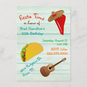 Fun Mexican Fiesta Birthday Party Invitation Kaart
