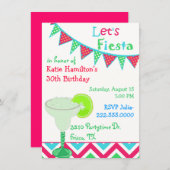 Fun Mexican Fiesta Birthday Party Invitation Kaart (Voorkant / Achterkant)