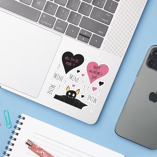 Fun Mine Mine Mine Collectie vleermuisthema Sticker (Laptop met iPhone)