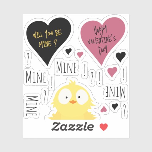 Fun Mine Mine Mine Valentijnse Kip Theme Sticker (Vel)