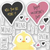 Fun Mine Mine Mine Valentijnse Kip Theme Sticker (Voorkant)