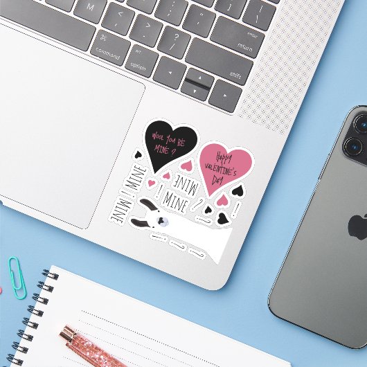 Fun Mine Mine Mine Valentijnse  Llama Thema Sticker (Laptop met iPhone)