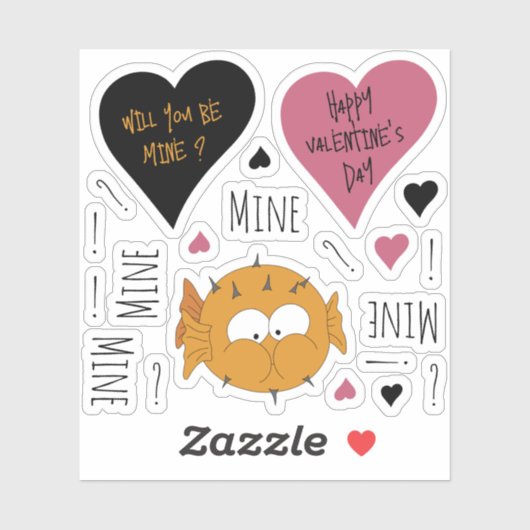 Fun Mine Mine Mine Valentijnse  Puffer Thema Sticker (Vel)