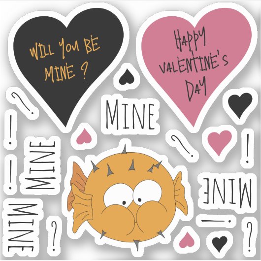 Fun Mine Mine Mine Valentijnse Puffer Thema Sticker (Voorkant)