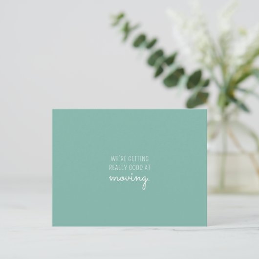 Fun Minimal Mint Green New Home Address Moving Aankondigingskaart (Staand voorkant)
