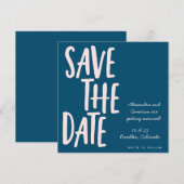 Fun Minimalist Blauwgroen Blue Whimsical Wedding Save The Date (Voorkant / Achterkant)