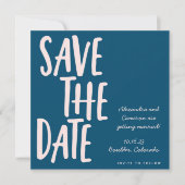 Fun Minimalist Blauwgroen Blue Whimsical Wedding Save The Date (Voorkant)