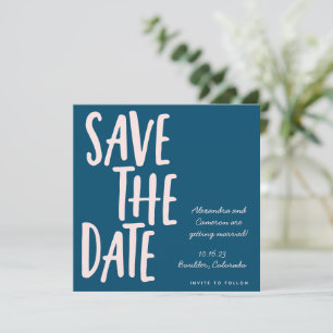 Fun Minimalist Blauwgroen Blue Whimsical Wedding Save The Date