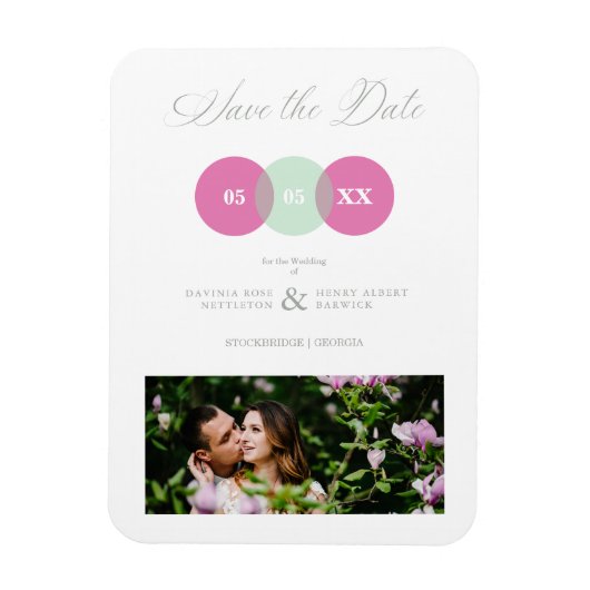 Fun Mint & Hot Pink Photo Couple Wimshical Script Magneet (Verticaal)