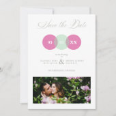 Fun Mint & Hot Pink Photo Couple Wimshical Script Save The Date (Voorkant)