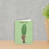 Fun Mister Pickle Head Man Brown Suit op Groen Bedankkaart