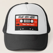 Fun Mixtape rood  Cassettebandje Gepersonaliseerd Trucker Pet (Voorkant)
