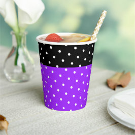 Fun Mod Heldere Paarse Zwart Wit Dotted Stripes Papieren Bekers