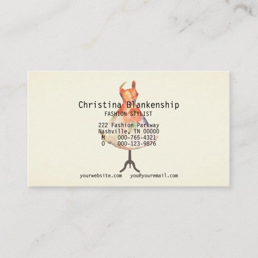 Fun Mode Designer Mannequin Torso Custom Visitekaartje (Voorkant)