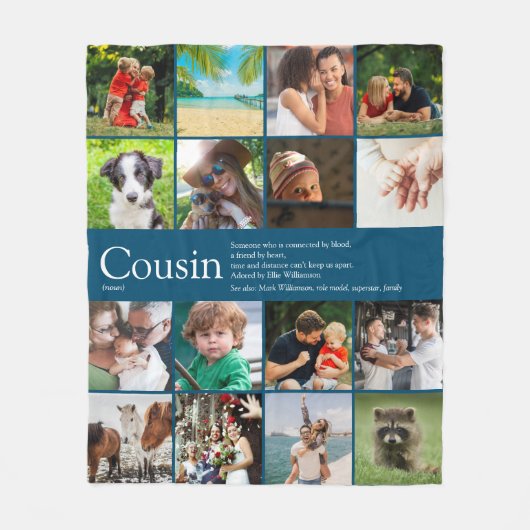 Fun Modern 16 Photo Blue Cool Definition Fleece Deken (Voorkant)