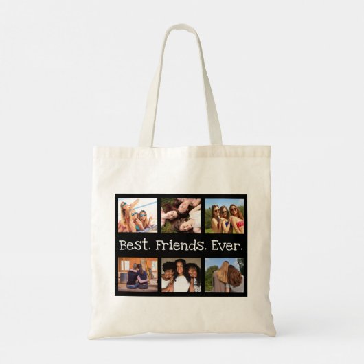 Fun Modern 6 Foto Best Friends Ever Black White Tote Bag (Achterkant)