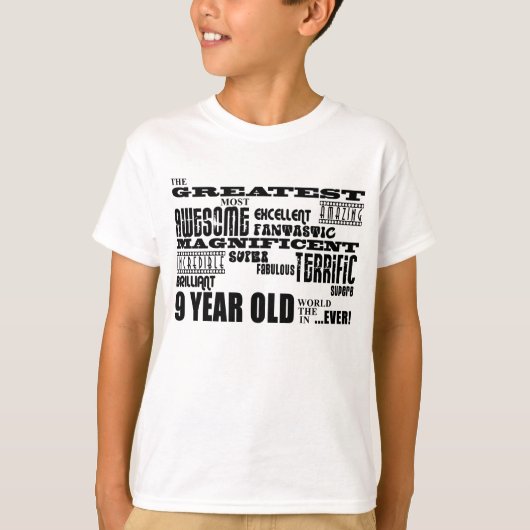Fun Modern 9 Birthday Partij grootste negen jaar o T-shirt (Voorkant)