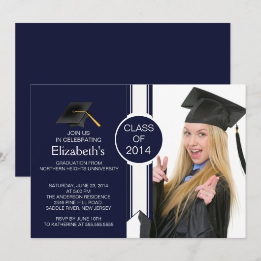 Fun Modern Afstuderen Fotogradatie Partij Kaart (Voorkant / Achterkant)