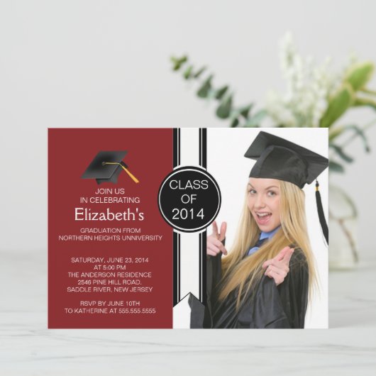 Fun Modern Afstuderen Fotogradatie Partij Kaart (Staand voorkant)