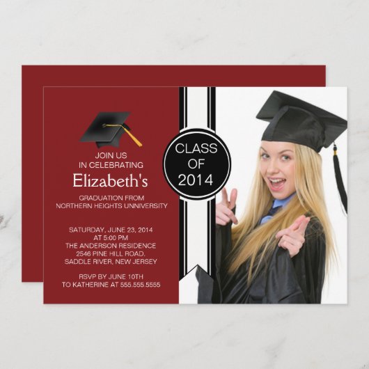 Fun Modern Afstuderen Fotogradatie Partij Kaart (Voorkant / Achterkant)