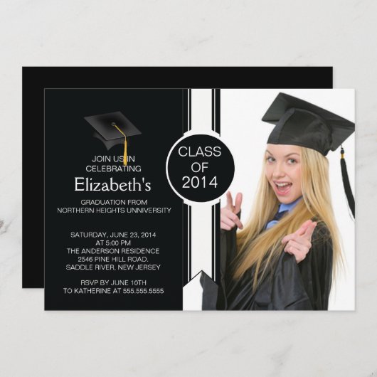 Fun Modern Afstuderen Fotogradatie Partij Kaart (Voorkant / Achterkant)