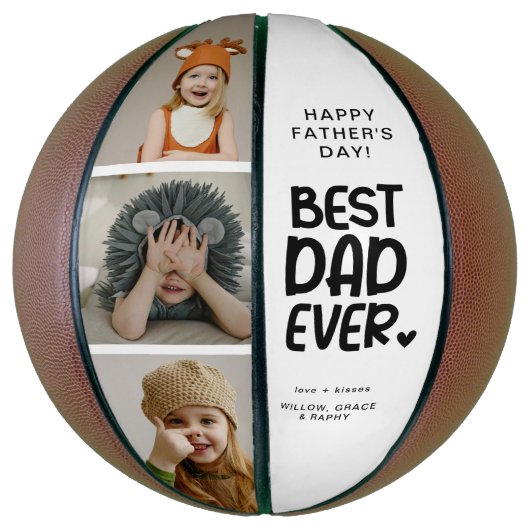 Fun Modern 'BEST DAD EVER' 3 Foto Basketbal (Verticaal)