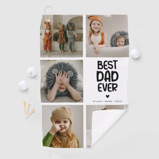 Fun Modern 'BEST DAD EVER' 5 Foto Golfhanddoek (Insitu)