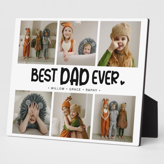Fun Modern 'BEST DAD EVER' 6 Foto Fotoplaat (Zijkant)