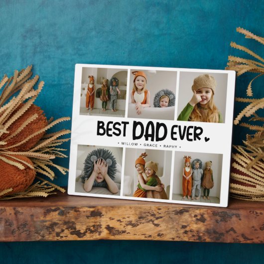Fun Modern 'BEST DAD EVER' 6 Foto Fotoplaat (Zijkant)