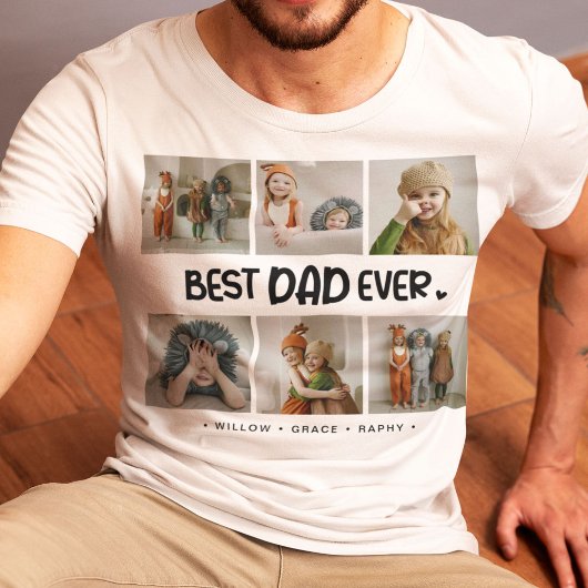 Fun Modern 'BEST DAD EVER' 6 Foto T-shirt
