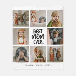 Fun Modern 'BEST MOM EVER' 6 Photo Fleece Deken
