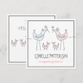 Fun Modern Birds Twin Baby Girl Shower Kaart (Voorkant / Achterkant)