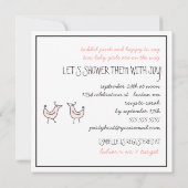 Fun Modern Birds Twin Baby Girl Shower Kaart (Achterkant)