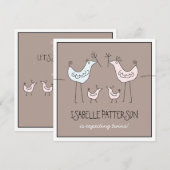 Fun Modern Birds Twin Baby Girl Shower Kaart (Voorkant / Achterkant)