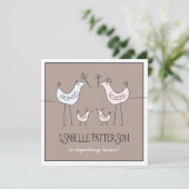 Fun Modern Birds Twin Baby Girl Shower Kaart (Staand voorkant)