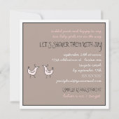 Fun Modern Birds Twin Baby Girl Shower Kaart (Achterkant)