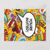 Fun Modern Birthday Comic Book Uitnodiging Briefkaart (Achterkant)