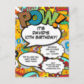 Fun Modern Birthday Comic Book Uitnodiging Briefkaart (Voorkant)