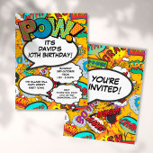 Fun Modern Birthday Comic Book Uitnodiging Briefkaart
