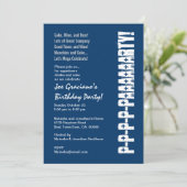 Fun Modern Birthday Navy Blue White Red Sjabloon Kaart (Staand voorkant)