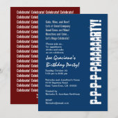 Fun Modern Birthday Navy Blue White Red Sjabloon Kaart (Voorkant / Achterkant)