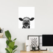 Fun Modern Black White Koe Rustic Farmhouse Poster (Thuiskantoor)