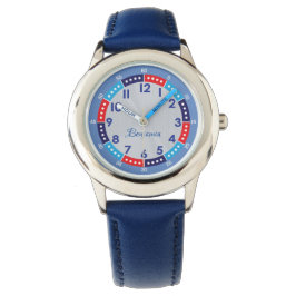 Fun Modern Blue Stylish Custom Name Kinder Watch Horloge