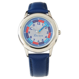 Fun Modern Blue Stylish Custom Name Kinder Watch Horloge