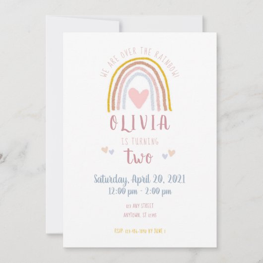 Fun Modern Boho Rainbow Heart Tweede verjaardag Kaart (Voorkant)
