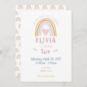 Fun Modern Boho Rainbow Heart Tweede verjaardag Kaart (Voorkant / Achterkant)